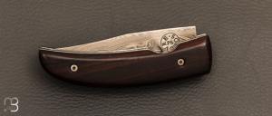   Couteau " liner lock " custom par Philippe Sœuvre - Bois de fer et damas