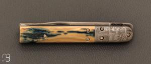    Couteau " custom " pliant de poche mammouth et damas par Gary Headrick