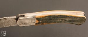    Couteau " pièce unique " par Joël Grandjean - Ivoire de mammouth et lame en damasteel