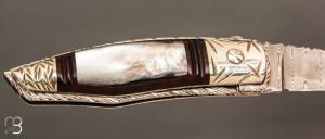  Couteau pliant par Joseph Uda - Nacre noire et damas