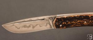  Couteau " Slipjoint " custom par Guy Poggetti - bois de cerf et lame en C130