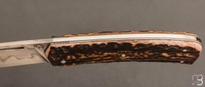  Couteau " Slipjoint " custom par Guy Poggetti - bois de cerf et lame en C130