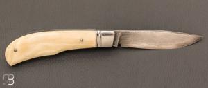 Couteau  "  slipjoint  " damas et ivoire de mammouth par Honoré Vilain