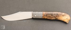    Couteau " trappeur " custom par Anthony Brochier - Loupe de buis / damas et RWL34