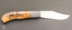   Couteau " trappeur " custom par Anthony Brochier - Loupe de buis / damas et RWL34