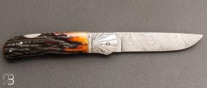  Couteau " Custom Lock Back " de Ken Steigerwalt - Damas et Amber stag 