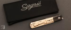   Couteau " liner lock " custom de Stéphane Sagric - Ivoire de Mammouth et Zirconium