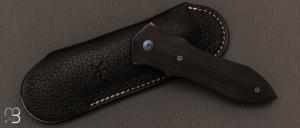    Dague pliante  "  Le Milan  " par Nicolas Kowal - Fibre de carbone sidecut et Damasteel