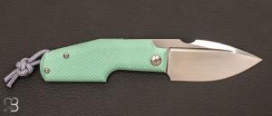 Couteau  " Elementak "  Tiffany Blue G10 et lame en RWL34 de GTKnives - Thomas Gony