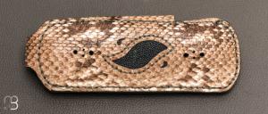 Etui L Gentleman fait main en cuir de python pour couteau pliant