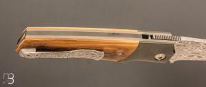   Couteau " Krypto  " de Rémi Lavialle - Lame de Feu - Mammouth et Damasteel