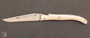  Couteau  "  Laguiole Tire-Bouchon "  ivoire de mammouth et RWL-34 de Robert Beillonnet