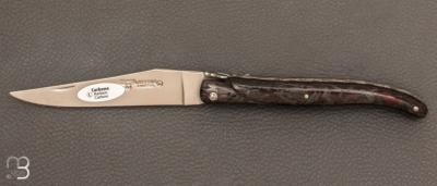 Couteau Laguiole en Aubrac - Fibre de Carbone pailletée rouge doubles platines