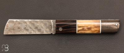 Couteau " Snard " par Tom Fleury - Fibre de carbone mammouth et lame en damas