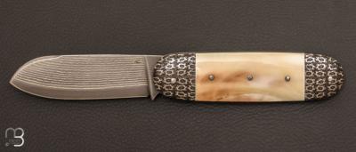 Couteau " Bulldog " phacochère et damas par Thomas Chovin