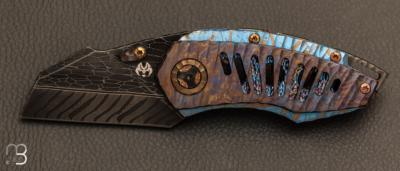 Couteau " Tank " Nebulas damascus et timascus par Messori Knives