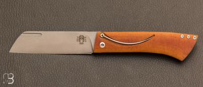 Couteau de poche custom " Sépia Classique" en micarta naturel par Torpen Knives - Jérôme Hovaere