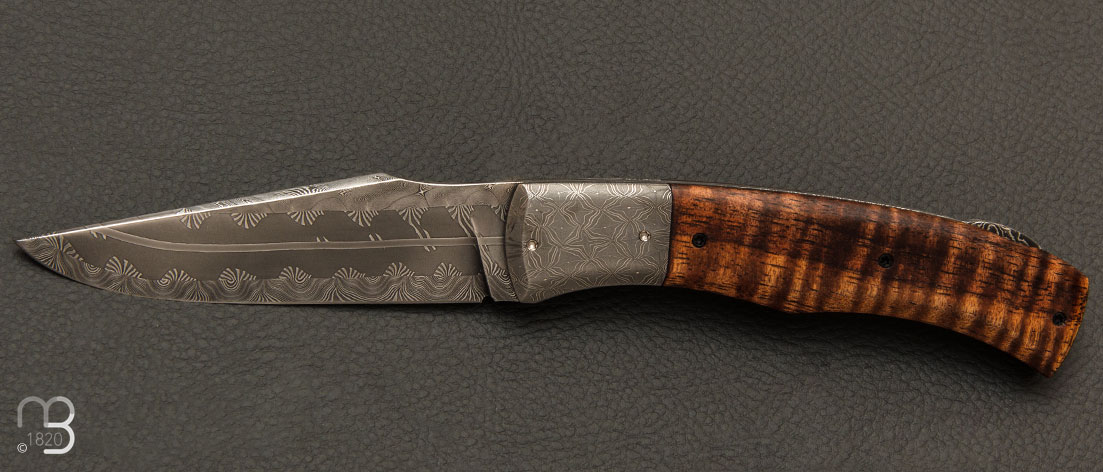 Couteau de collection Chasard koa et damas de Philippe Ricard