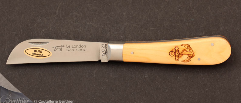 Couteau de poche London Buis Gravé par Le Fidèle