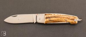 Couteau " Manufrance véritable " en bois de cerf 2 pièces