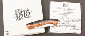   Couteau  de poche 1515 collection "Hybride" par Manu Laplace - Erable ondé/Résine et lame ice blade