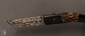   Couteau 1515 de poche collection " Trilogie" par Manu Laplace - Corne de buffle/Mammouth et lame damas Vegas Forge