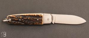     Couteau  "  Manufrance véritable " en bois de cerf 2 pièces