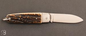 Couteau " Manufrance véritable " en bois de cerf 2 pièces