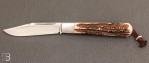 "Barlow Classic " slipjoint custom de Jean Baptiste Leveque - Bois de cerf et XC100