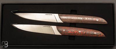 Coffret de 2 couteaux à steak " Le Table carbone & Co " par LEPAGE - Fatcarbon® Mars Valley / Unicopper et 12C27