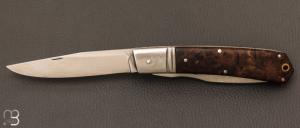   Couteau "  12A PERO " fait main par Denis Lagarde - Loupe de noyer stabilise