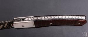   Couteau " 1820 " par Tim Bernard - Carapace de tatou et lame en damas mosaïque