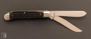 Couteau  "2 lames " custom de Eugene Shadley - Jigged bone et 154CM