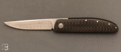    Couteau " 450# " par Des Horn - Fibre de carbone et lame en Damasteel