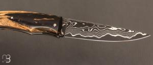    Couteau " Artense " par Alain Conesa - Acier & Cuir - Ebène Royal