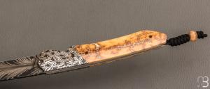    Couteau  "  Balrog L Slim " par Florian Keller - Mammouth et damas plume