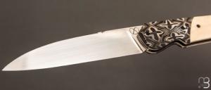    Couteau " Balrog L Slim " par Florian Keller - Ivoire de phacochère et RWL34