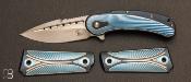 Couteau " Bodega " par Steelcraft - Todd Begg design - Satin blade - Blue texture Handle