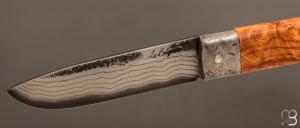  Couteau  "  Le Bugiste " par Frédéric Maschio - Frêne et lame damas japonais