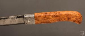  Couteau  "  Le Bugiste " par Frédéric Maschio - Frêne et lame damas japonais