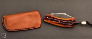    Couteau " Bull " custom 90McV8 et os amber stag par David Breniere