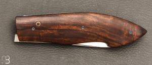   Couteau  " Button-lock " custom par Roberto Ottonello - Bois de fer et lame en N690Co