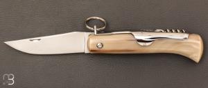  Couteau " Chasseur 2 pièces " avec anneau 13.5 cm par J. Mongin - Corne blonde