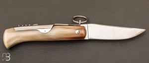  Couteau " Chasseur 2 pièces " avec anneau 13.5 cm par J. Mongin - Corne blonde