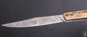  Couteau " Chiloé" pliant de Robin Forissier - Ivoire de mammouth et Damasteel