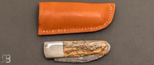 Couteau    "  Chouchou light "  custom en mammouth et damas par Clément Boucheron