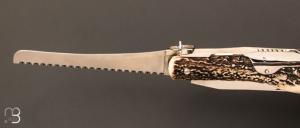 Couteau " Couronne 20 cm 3 pièces " Bois de cerf par J. Mongin