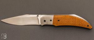 Couteau  " Slipjoint " de collection par Samuel Jugieau - Micarta et 90McV8