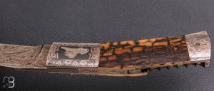  Couteau Nordique Custom pliant de Jukka Hankala - Mammouth damas