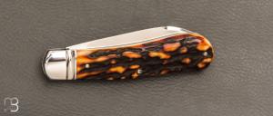    Couteau  " Dogleg Jack " custom par Dr David Taber - Amber Stag